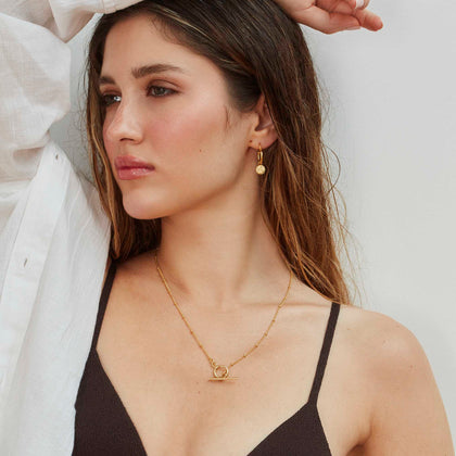 T Bar Bead Necklace Silver